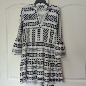 Sunday Up Geometric Black and White Dress